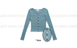 COLOR BUTTON RIBBED CARDIGAN