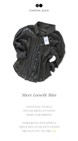 Beverly Sheer Air Wrinkle Pocket Oversized Long Sleeve Shirt 2 Colors