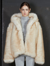 TWO TONE FUR JACKET -IVORY