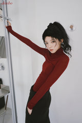 ウールテンセルソフトタートルネックロングスリーブTシャツ