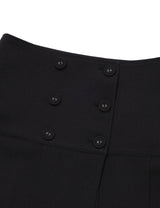 BUTTON DOUBLE PLEATED MIDI SKIRT(BLACK)