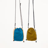 Nylon pouch bag - BLUE / MUSTARD