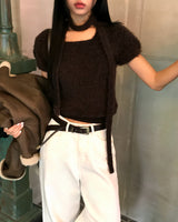 [ORIGINAL] HOLLY TIE SHORT-SLEEVE KNITTED SET