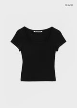 [MADE] Pobello Basic Square-Neck Short Sleeve Top