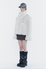 LUNA BELTED SHEARLING JACKET cream