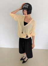 LINEN DEEP V-NECK KNIT