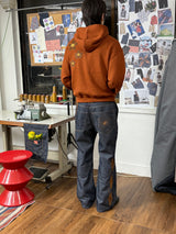 Bouclé Argyle Knit Zip-up Hoodie_Burnt Orange