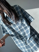 Conti Linen Check Oversized Boxy Shirt 3color