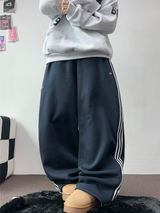 FLEECE❤TRACK LINE 3 LINE LONG PANTS ❤🖤🤍💙🩶5COLOR