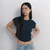 C 90S LINE WAFFLE BASIC T-SHIRT_NAVY