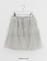 Samen Frill Tulle Banding Midi Skirt