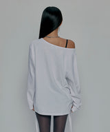 ONE SHOULDER GRAPHIC LONG SLEEVE_WHITE