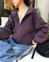 Little Hooded Check Windbreaker