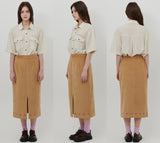 ORNAMENT PRINT CORDUROY SKIRT [BEIGE]