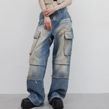 (Unisex) Bison Cargo Wide Denim