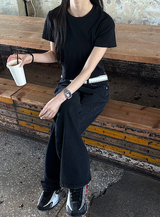 [Unisex] アンダーカッティングブーツカットパンツ