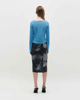 Embroidered Graphic Jersey Skirt _ BLACK