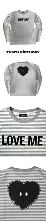 LOVE ME Stripe Long T-shirt Grey