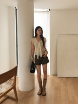 Olive tie blouse
