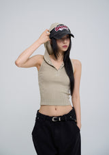 Julie Pig Ribbed Snap Hood Sleeveless