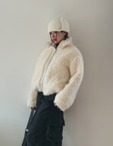 Light Boucle String Fur Jacket