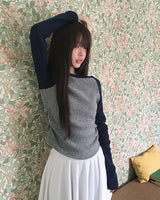 ビーンコントラストフリースラグランTシャツ