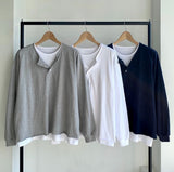 ASCLO レイヤードヘンリーネックTシャツ (3color)