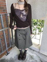 lonen button banding skirt 