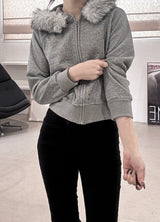 Cross Studded Hood Zip-Up