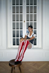 Thigh High Shoelace Point Boots Heel(Red)