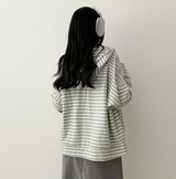 Itta Overfit Stripe Dangara Hooded Zip-Up