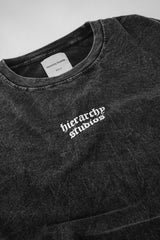 Hierarchy Studios - Washed Black Wide Logo Oversized T-Shirt