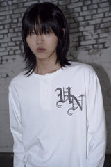 UN Gothic Henley Neck Long Sleeve White