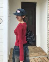 Yami Ribbed Deep V-Neck Knit