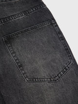 Tapered Round Denim Pants Grey