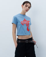ツイストロゴクロップTシャツ　ブルー