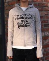 RUDE hood zip up (GREY) WOMENS