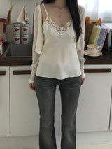 Satin Lace Sleeveless Top (2 colors)