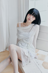 リリーカウルリボントップス ivory