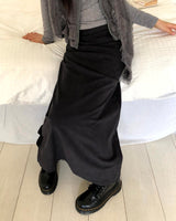 Yurin Shirring Ribbed Long Skirt