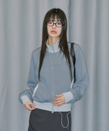 Sporty Waffle Round Pocket Zip-Up - DUSTY BLUE