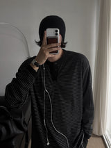 ASCLO ソフトボーダー ヘンリーネックTシャツ(2color)