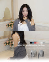 Mellow Slit Neck Button Knit Cardigan