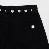 ハートエンブロイダードブラックデニムショーツ code 18206