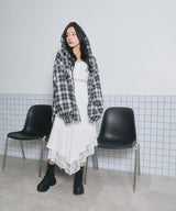 UNISEX チェックフーディシャツ