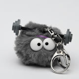 barbell pompom health key chain