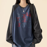 Witty Vintage Crack Lettering Nagrang Long Sleeve Tee 
