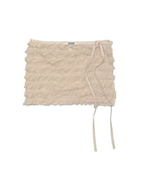 Frilled Mini Wrap Skirt Beige
