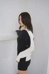Black and White Colored Round Knitwear
