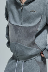 Fur Patchwork Zip-Up Hoodie